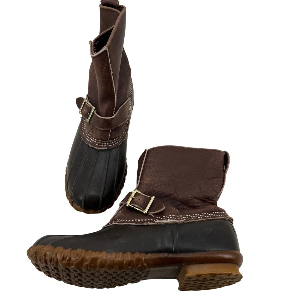 LL Bean‎ Maine Hunting Shoe Mens Brown Leather Buckle Duck Boots size 8